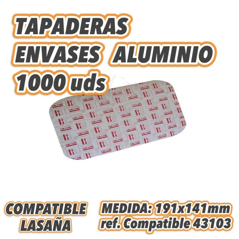 TAPA ENVASE ALUMINIO LASAÑA compatible ref 43103 1000uds