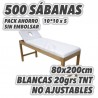 Pack ahorro 500 Sábanas NO AJUSTABLES 80x200cm 20grs/m2