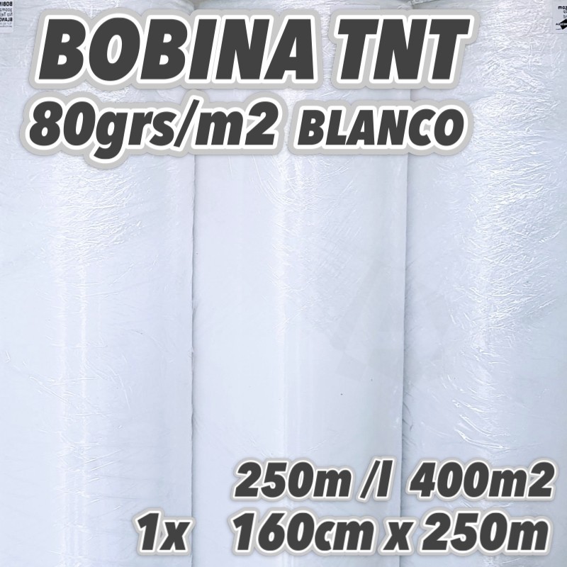 Bobina No tejido 80grs/m2 160cm x 250m BLANCO