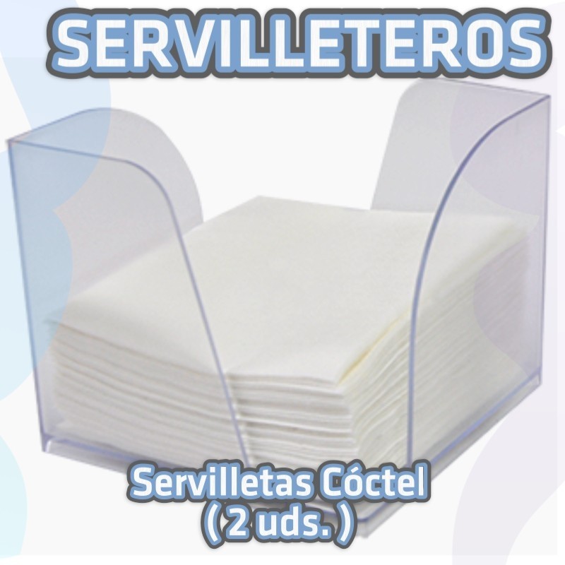 Pack de 2 Servilleteros transparentes para servilletas de cóctel.
