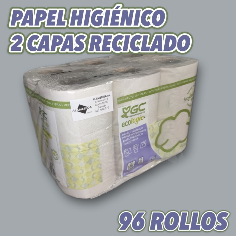 96 rollos de papel higiénico reciclado 34,5m 2 capas