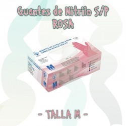 Guantes de Nitrilo Rosa sin polvo talla M estuche de 100 unidades en cajas de 10 estuches