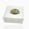 Servilleta cóctel 20x20 blanca personalizada con impresión digital full color para evento.