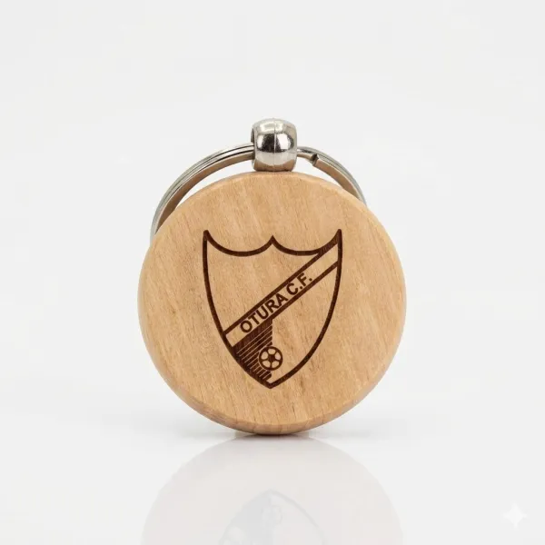 llaveros de madera personalizados escudo de fútbol redondos