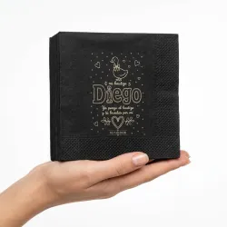 Servilletas personalizadas negras de coctel dos capas con impresión ecológica urgente